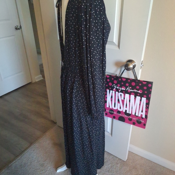 H&M Black Long Sleeve Dress  Polka Dots Size L - Picture 5 of 7